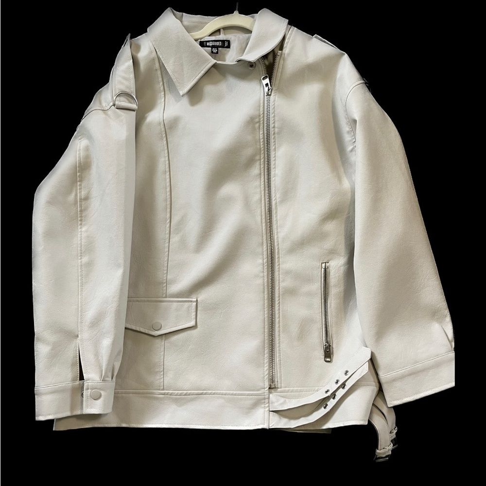 Leather style white jacket